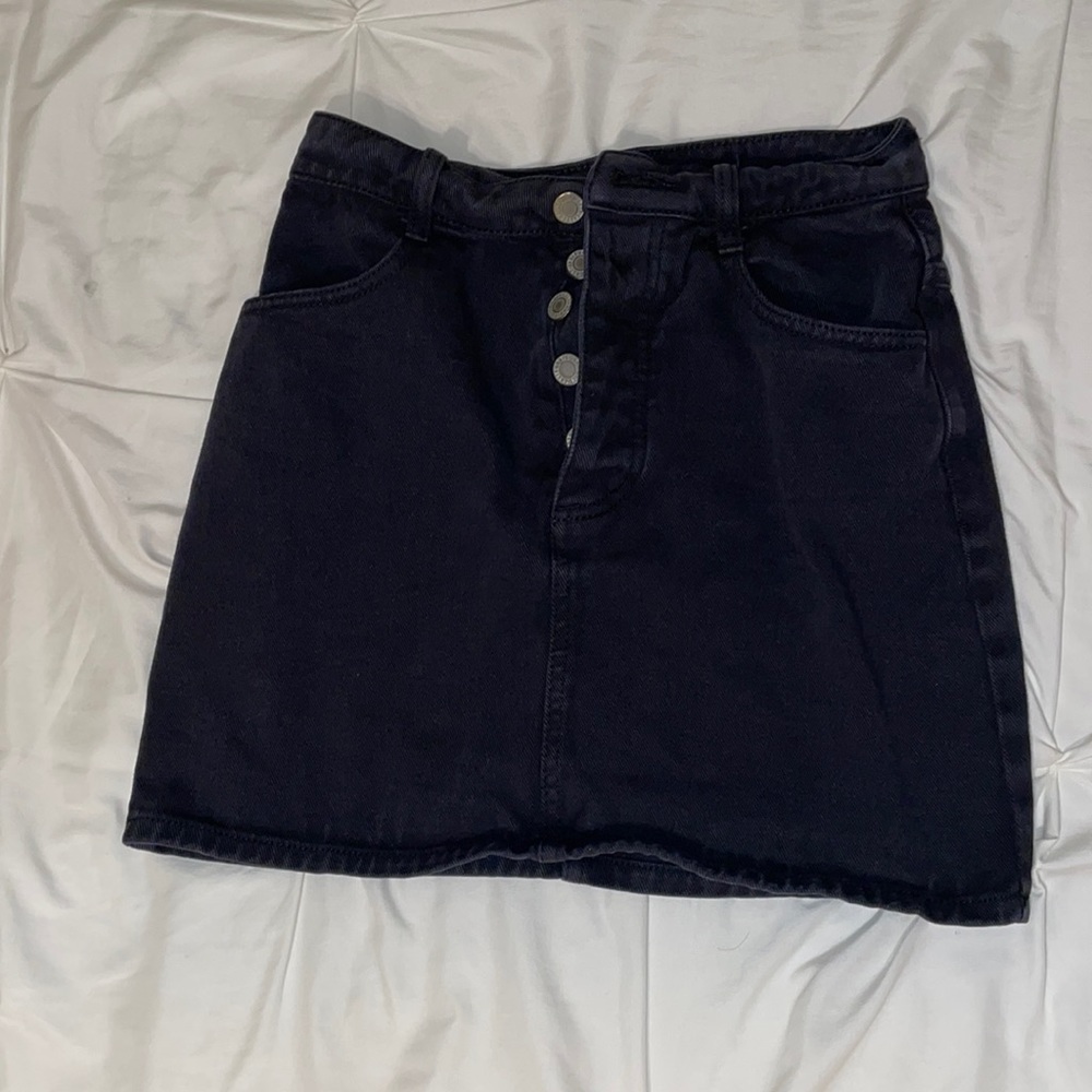 John Galt Black High Rise Denim Skirt